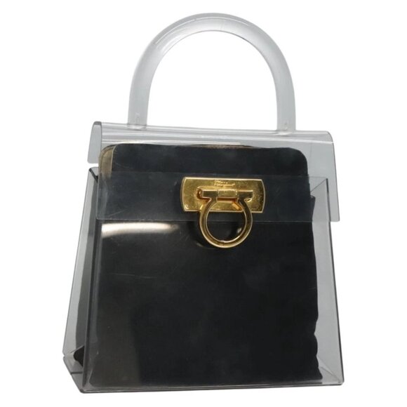 Salvatore Ferragamo Gancini Hand Bag plastic Clear Auth 79216 - Picture 2 of 14